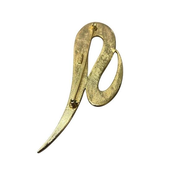 M Jent Vintage Gold Tone Navy Blue Abstract Brooch Pin - Picture 4 of 4